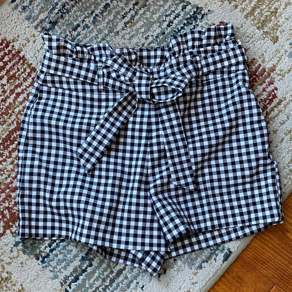 Zara high waisted gingham shorts